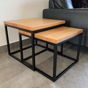 Conjunto de Mesa de Apoio  Industrial em Madeira e Ferro | Linha Lyon Linfer